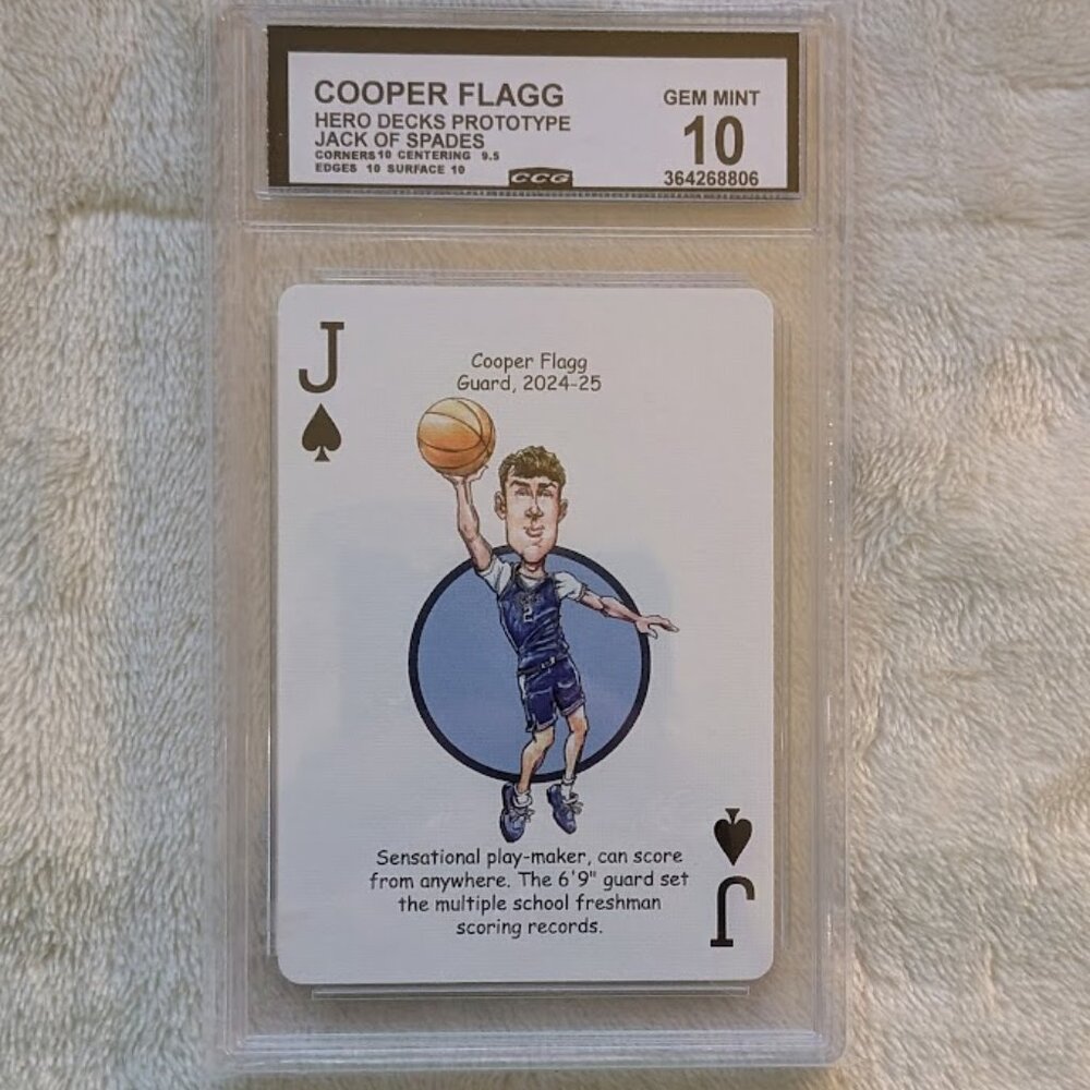 OB1 2024-25 HERO Decks Prototype "Jack of Spades" Cooper Flagg GEM MINT 10